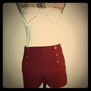 2 piece strap less shirt with high waist shorts